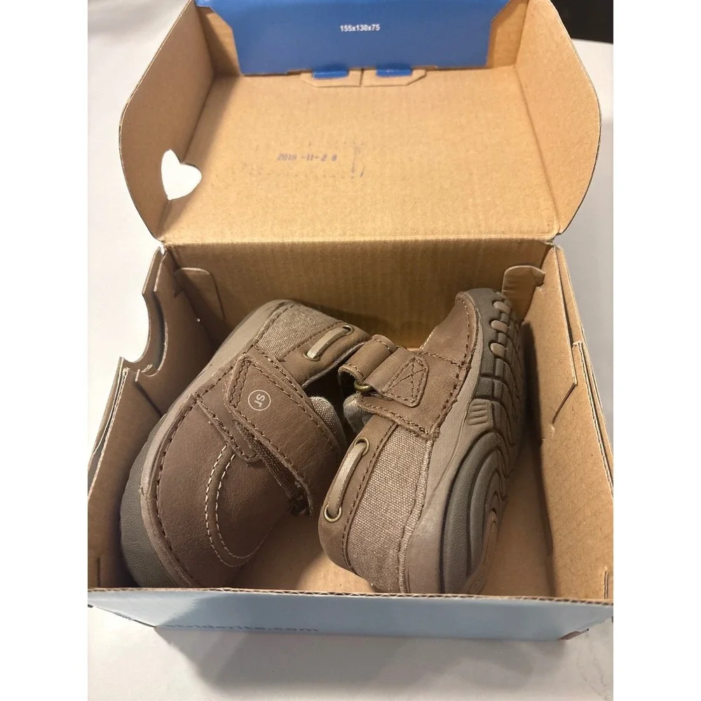 Stride Rite NEW w Box 3.5W Brown Sm Wally Loafer‎ Boat Shoes Hook & Loop